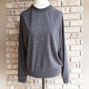 Spiritual Gangster Charcoal Sweatshirt with Gold Stars And Moon Accents.